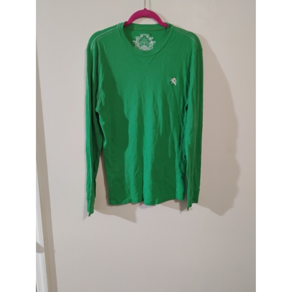 Express Design Studio Mens Large Green Waffle Knit Thermal Long Sleeve Shirt